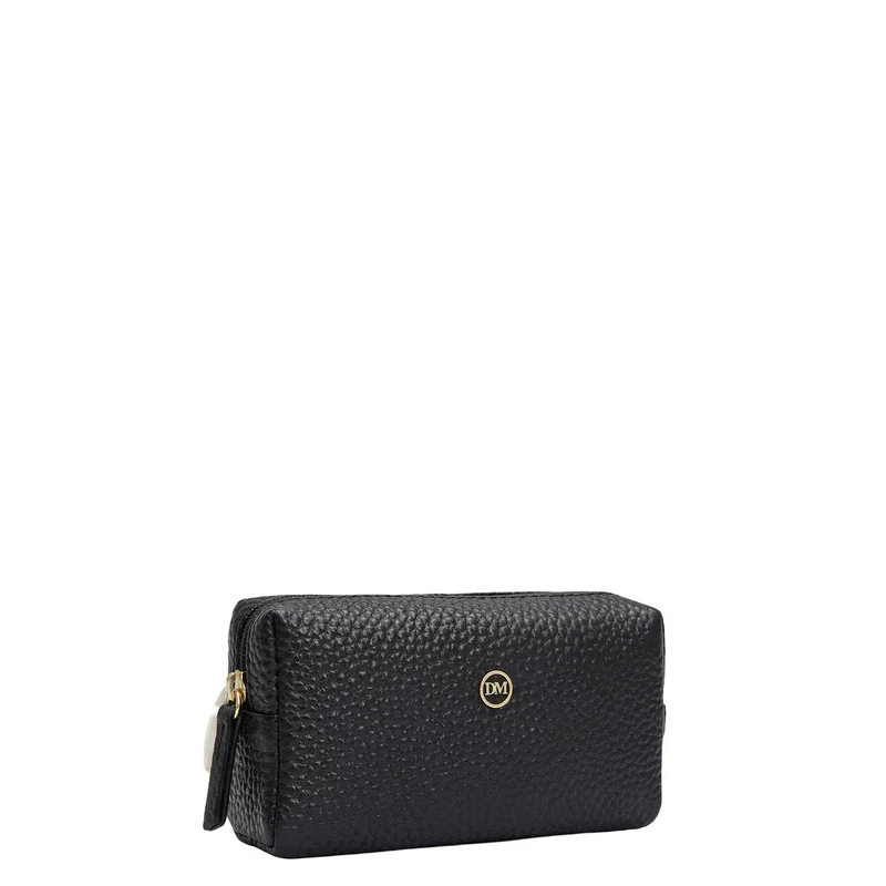 Da Milano Wax Leather Vanity Pouch - Black